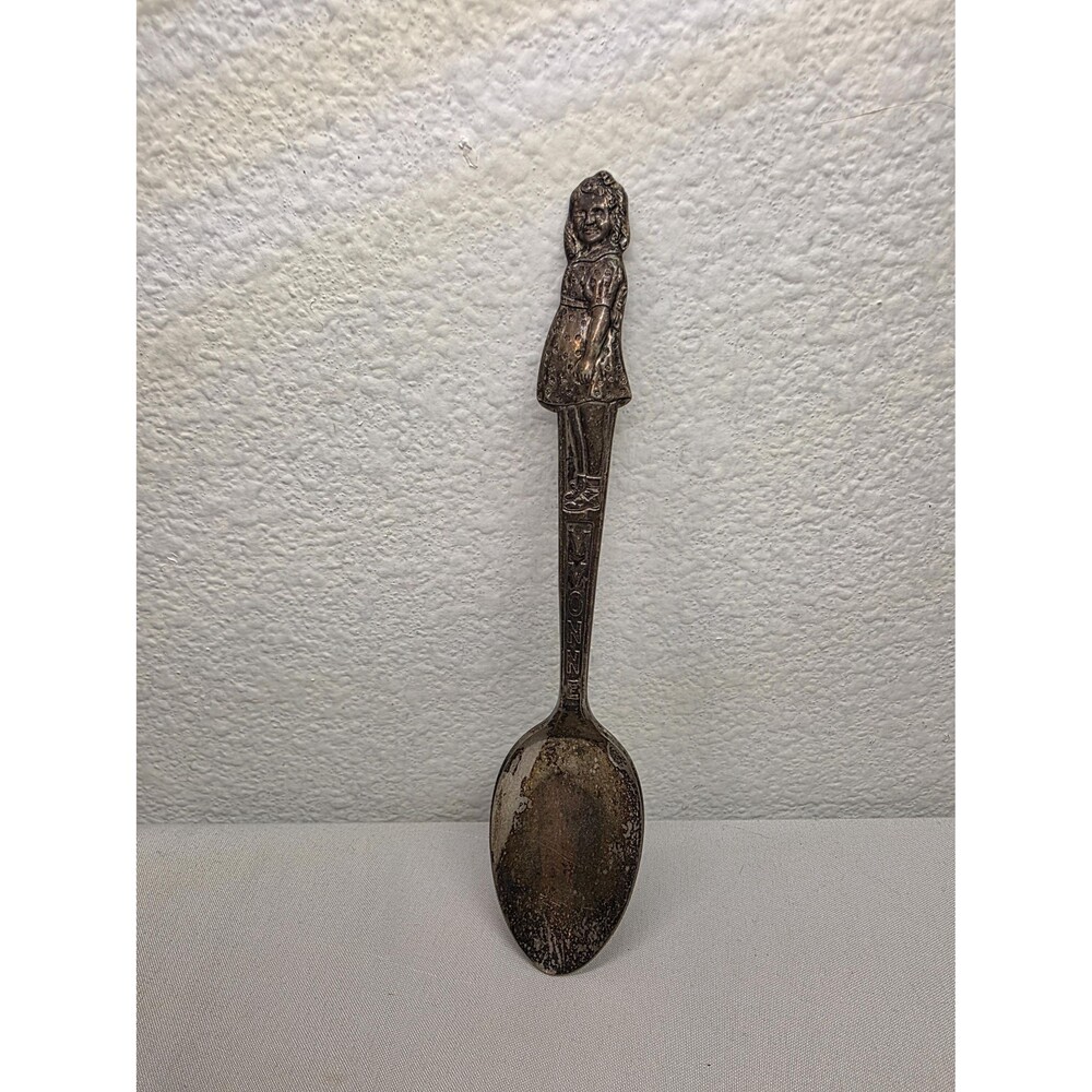 Vintage Carlton Silver Plate Yvonne Souvenir Spoon, Ornate Lady Figure Handle